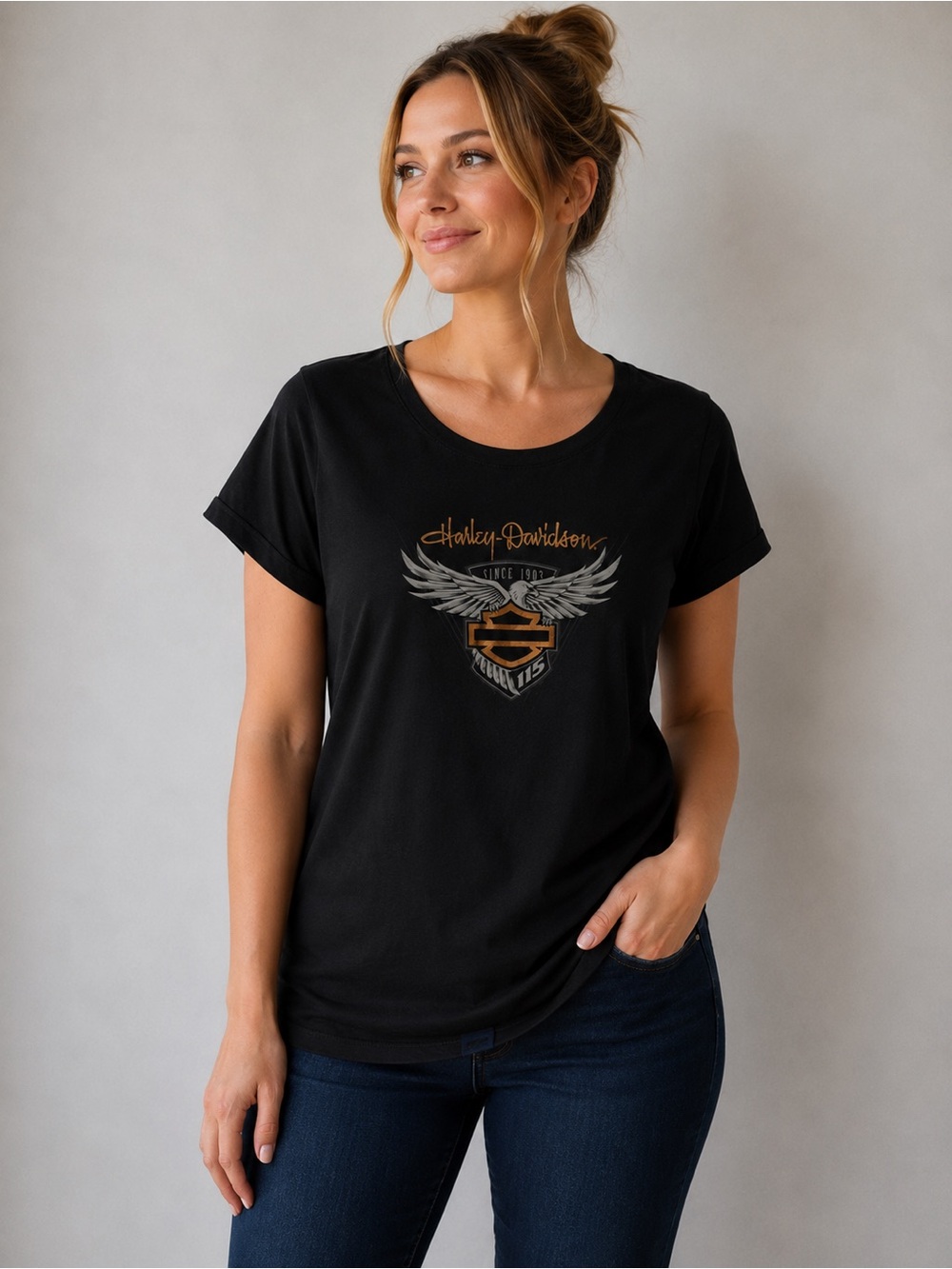 Harley-Davidson Black Tee with Winged Logo